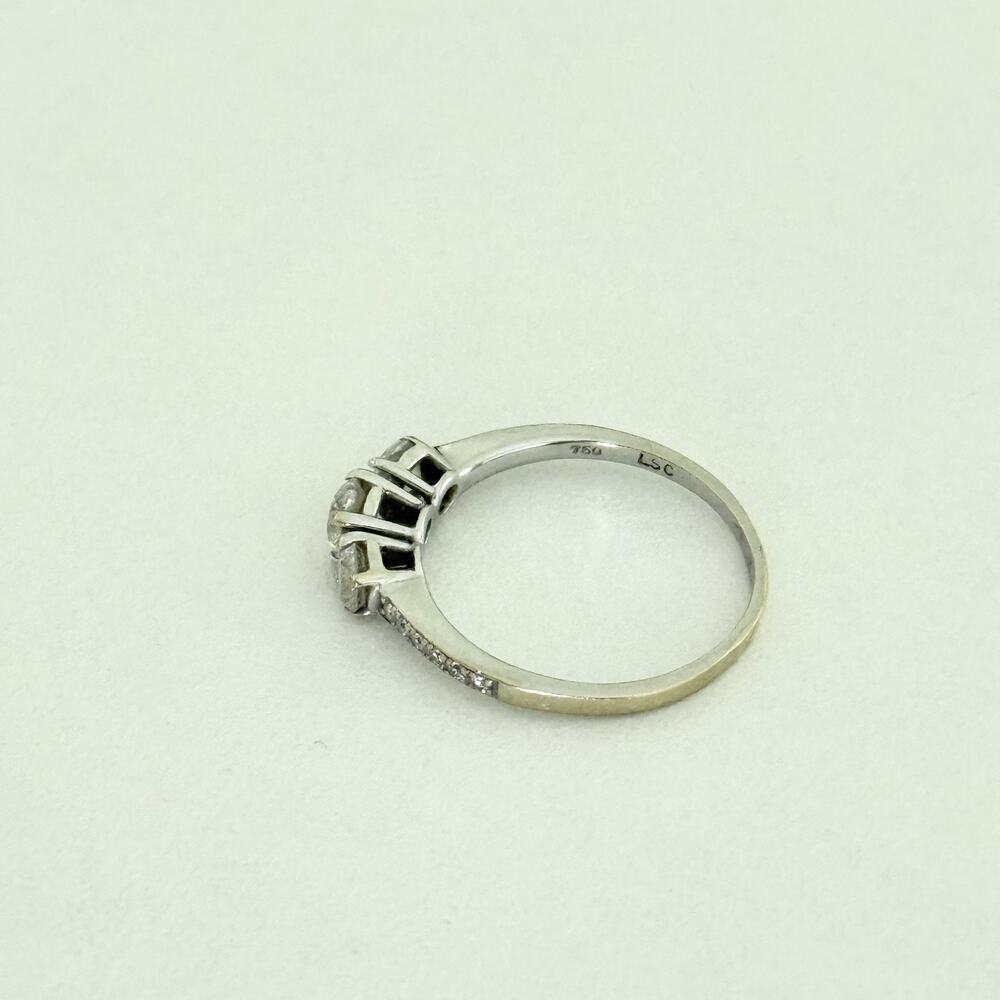LSC 18K White Gold Genuine Diamond 3 Stone W/ Accents Engagement Band Ring Sz 8 - Picture 8 of 16